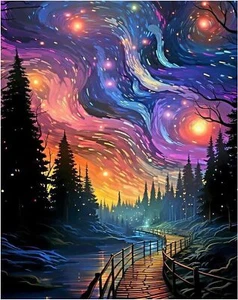 Kits de pintura de diamantes para adultos, cielo estrellado 5D hágalo usted mismo kits de arte de diamantes taladro completo - Imagen 1 de 3