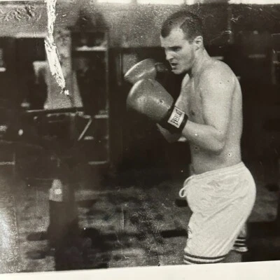 Photograph Silver Gelatin Print Janine Gordon Signed 20x24" B/W Boxing Gleasons - Image 1 of 4