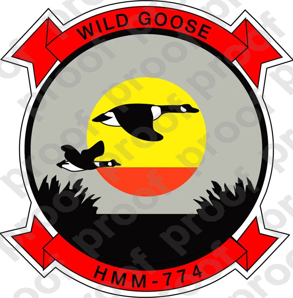 STICKER USMC HMM 774 WILD GOOSE ooo USMC Lisc No 20187