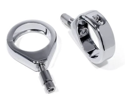 Blinkerhalter Befestigung Klemmen Chrom Gabel für Harley Davidson 49mm Universal - Bild 1 von 2