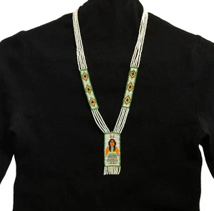 COLLANA PERLE SEMI NATIVI AMERICANI VINTAGE FATTA A MANO FILO BIANCO MANCANTE - Foto 1 di 21