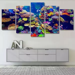 Coral Reef And Tropical Fish Sea Canvas Prints Painting Wall Art Home Decor 5PCS - Picture 1 of 1