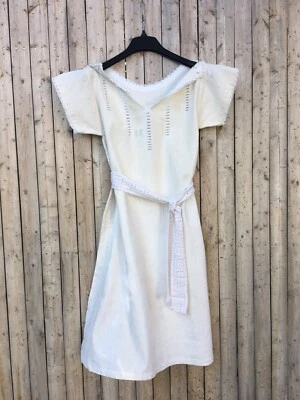 Nuevo Vestido Italiano Francés Bordado Encaje Cáñamo Lino Vintage 1890-1910 (#2) Foto 1 de 4