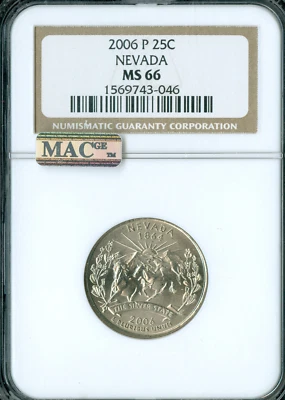 2006 P NEVADA QUARTER NGC MS66 BUSINESS STRIKE MAC SPOTLESS * - Image 1 of 2
