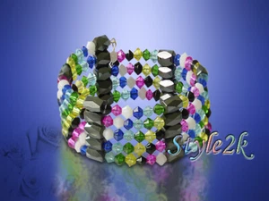 Magnet Halskette Armband Fußkettchen Schmuck 36" Rosa Gelb Grün Blau Mehrfarbig - Bild 1 von 3