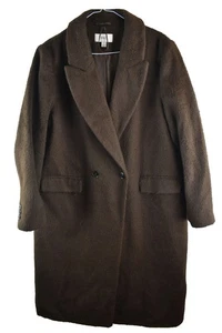 MARKS AND SPENCER Brown Long Coat size Uk 16 Womens Button Up Wool blend - Picture 1 of 9