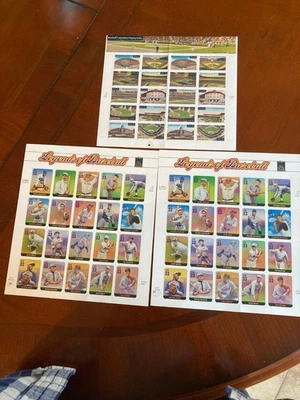 Lot of 3 Sheets Stamps Legends of Baseball (2) and Baseballs Legendary Fields-1 - Image 1 of 4