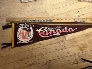 Vintage 1950er Niagarafälle Kanada lila Filz Wimpel 24" beleuchtet Hufeisen - Bild 1 von 9