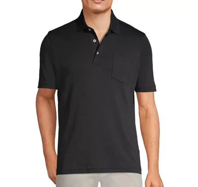 NEW Lands' End Men's 3XL/T Traditional Fit Black Supima Cotton Polo Shirt - Image 1 of 4