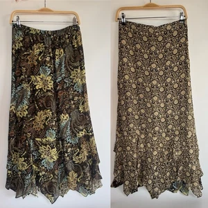 Cabi Reversible Maxi Skirt sz S Dark Floral Asymmetrical Forest Fairy Feminine - Picture 1 of 18