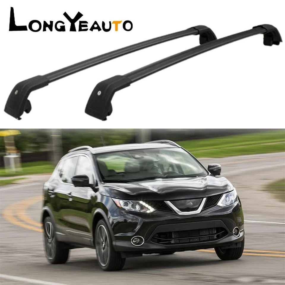 Crossbar Fits For NISSAN QASHQAI ROGUE Sport 2017-2020 Cross Bar Roof Rack Black - Imagem 1 de 1