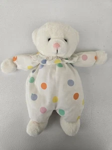 Vintage 80er Jahre Prestige Teddybär Plüsch weiß bunt gepunktet Clown - Bild 1 von 7