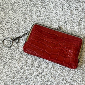 Patricia Nash Geldbörse Schlüsselanhänger Kisslock rot Leder Krokoprägung - Bild 1 von 11