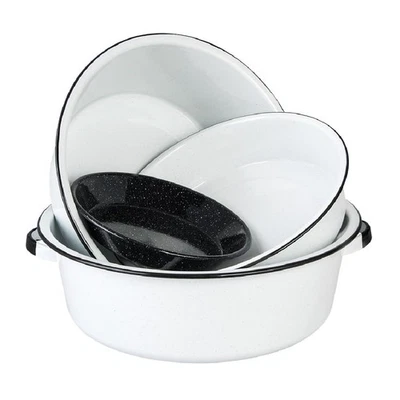 Stackable, Multi Use Bowls - Enameled Steel Dish Pan Set with Pie Pan - Versa... - Image 1 of 4