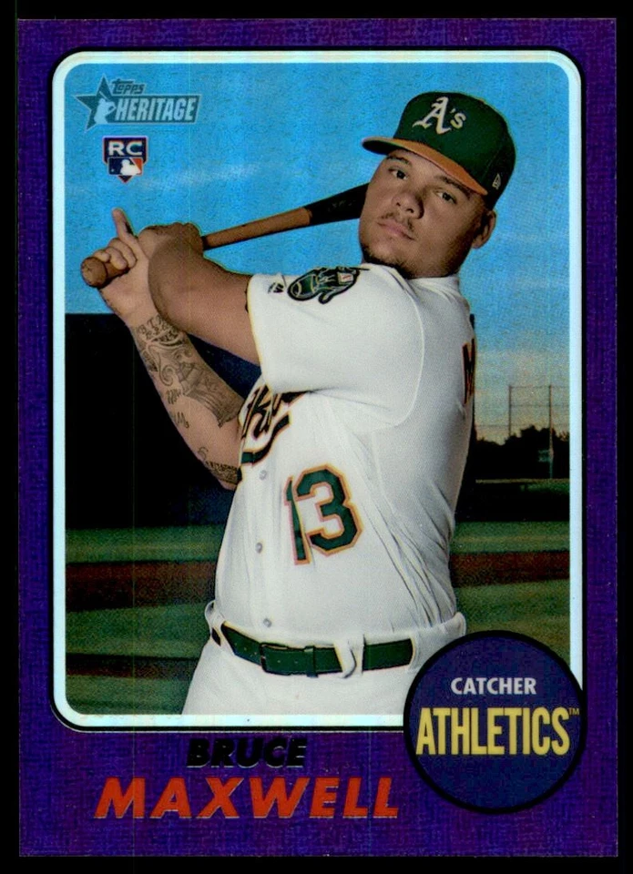 2017 Topps Heritage Chrome Baseball Purple Refractors #THC584 Bruce Maxwell - Image 1 of 2