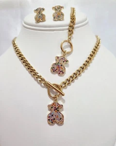 Women's Stainless Steel Designer Bear Women's Jewelry Gifts Set - Picture 1 of 8