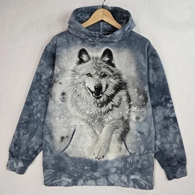 The Mountain Wolf Pack Sudadera con Capucha Adulto Talla Pequeña Azul Tie Dye Full Wolves 21x28 Foto 1 de 4