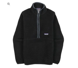 Patagonia Men's Medium Fleece Synchilla Pullover Black Half Zip Front Pocket - Picture 1 of 5