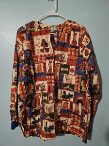 UA Scrubs Brand Dog And Cat Print Scrub Jacket - sz L - Picture 1 of 4
