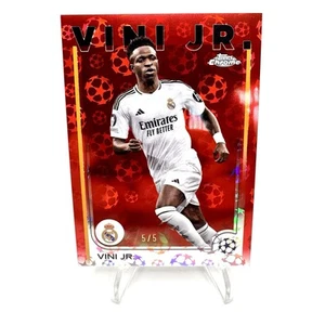 2024-25 Topps Chrome UEFA Logofractor Vini Jr Red 5/5 Real Madrid Brazil Bookend - Picture 1 of 2