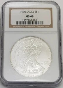1996 American Eagle Silver Dollar NGC MS69 - Picture 1 of 8