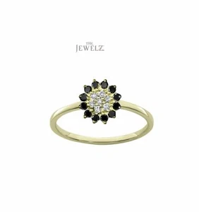 Anillo de oro 14K 0,40 CT blanco-negro VS/F-G diseño de flores de diamantes - The Jewelz - Imagen 1 de 3