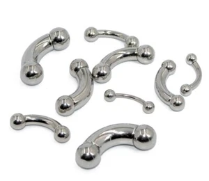 HEAVY LARGE GAUGE CURVED BARBELL PIERCING BAR PRINCE ALBERT - 7mm & 9mm Gauge - Picture 1 of 2