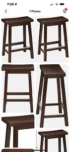 AmazonBasics Classic Solid Wood Saddle-Seat Kitchen Counter Stool 24 Inch - Picture 1 of 2