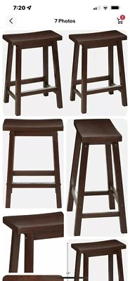 AmazonBasics Classic Solid Wood Saddle-Seat Kitchen Counter Stool 24 Inch - Image 1 of 2