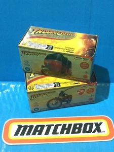 2x LOT MATCHBOX NEW INDIANA JONES TANGIERS TUK TUK DUCATI SCRAMBLER MOTORCYCLE - Picture 1 of 3