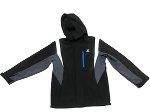 Reebok Boy's Size 10/12 Water Resistant Jacket Coat Hoodie Black Gray White - Picture 1 of 5