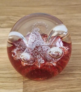 Caithness of Scotland Hand Crafted Glass Red Mini Moon Flower Paperweight 2.5" - Picture 1 of 6