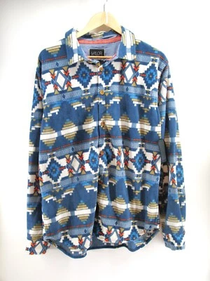 Mens Valor Collective Tribal Aztec Print Fleece Button Down Long Sleeve Shirt L - Imagem 1 de 4