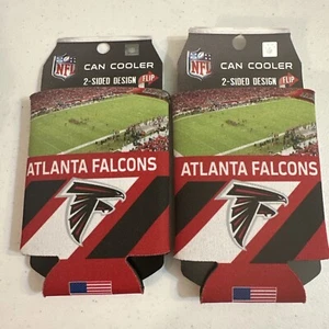 Paar Atlanta Falcons Dosenkühler zweiseitiges Design NFL zusammenklappbar Koozies NEU - Bild 1 von 7