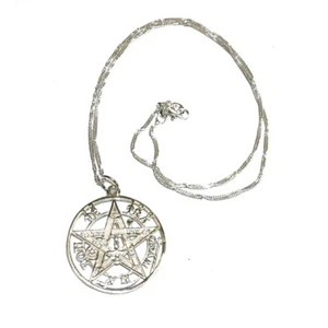 COLLAR COLGANTE TETRAGRAMATON GRANDE 3cm. y CADENA 45cm Todo PLATA de LEY 925 - Imagen 1 de 5