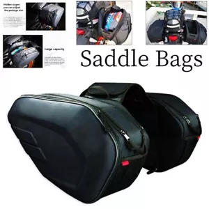 One Pair Motorcycle Scooter Bikes Pannier Bags Luggage Saddle Bag w/Rain Cover - Picture 1 of 16