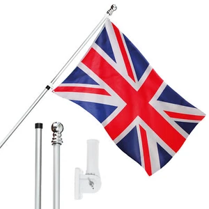 OUTDOOR UNION JACK FLAG & EXTENDABLE FLAG POLE AND MOUNT OLYMPICS GB VE DAY - Picture 1 of 7