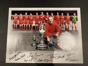 1966 Liverpool League Champion Signed 16x12 9 signatures include Roger Hunt COA - Picture 1 of 9