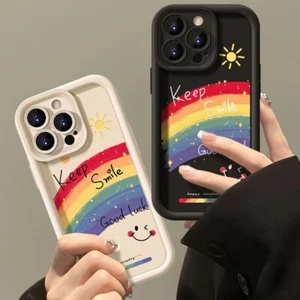 Smiling Rainbow Phone Case For iPhone 15 14 11 12 13 Pro Max XR TPU Cover - Picture 1 of 13