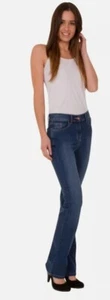 Ex M&S Ladies Denim Jeans Slim Flared Magic Shaping Sculpt Stretch Bootcut Denim - Picture 1 of 6