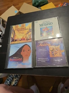 Lot 4 Disney Soundtrack Cds : Little Mermaid, Aladdin, Pocahontas, Hunchback - Picture 1 of 3
