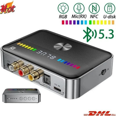 Trasmettitore Bluetooth 5.3 Ricevitore Trasmettitore Ricevitore Stereo Audio AUX Adattatore NFC - Immagine 1 di 4