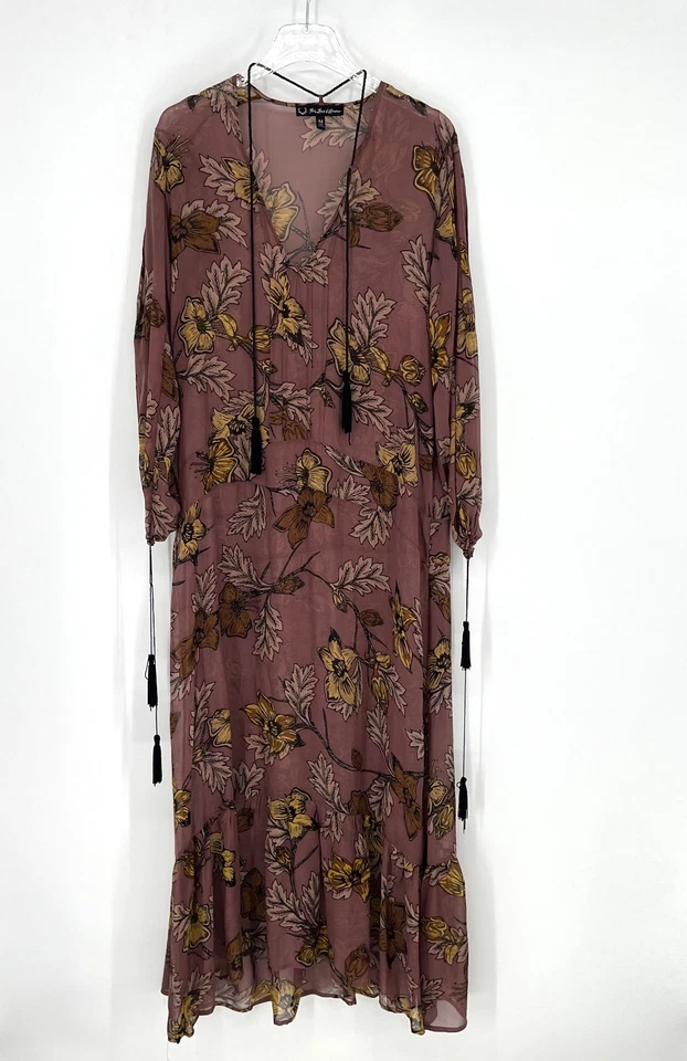 For Love & Lemons Maxi Dress Womens M Floral Pink Boho Peasant Tiered Sheer - Image 1 of 4