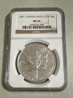 2001 Canada Maple Leaf $5 NGC MS66 - Image 1 of 3
