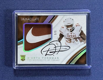 2017 Immaculate D’onta Foreman #5/5 Nike Swoosh Logo! RC Patch Auto! U of Texas! - Image 1 of 4
