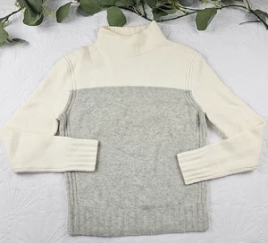 Maglione donna J Crew bianco e grigio misto lana merino finto collo taglia S maglia - Foto 1 di 9