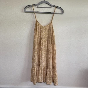 Billabong Cami Kleid Damen XS Gold Blumen V-Ausschnitt Ärmellos Drop Waist Sommer - Bild 1 von 9