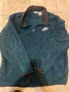 Reebok Philadelphia Eagles 1/4 Zip Fleece Sweatshirt Green NFL Pullover 2XL - Picture 1 of 10