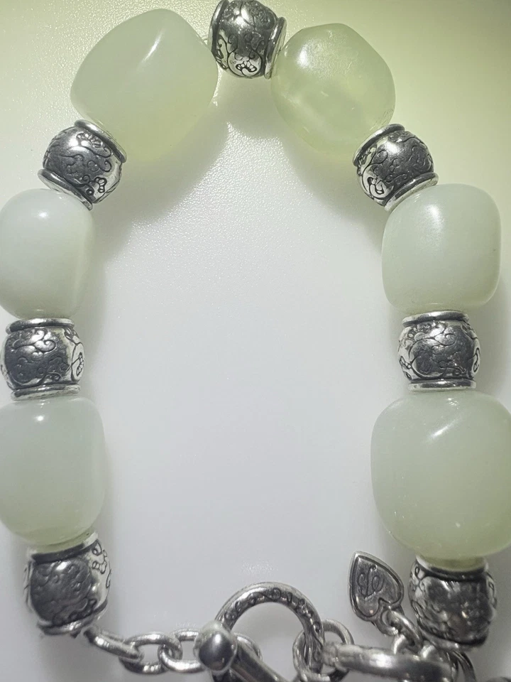 PULSERA BRIGHTON SERPENTNE JADE Verde Claro Borla Cuelga Plata Foto 1 de 4