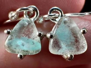 Rare AJOITE in QUARTZ Crystal Dangle Drop Earrings Sterling Silver Jewelry 54576 - Picture 1 of 4